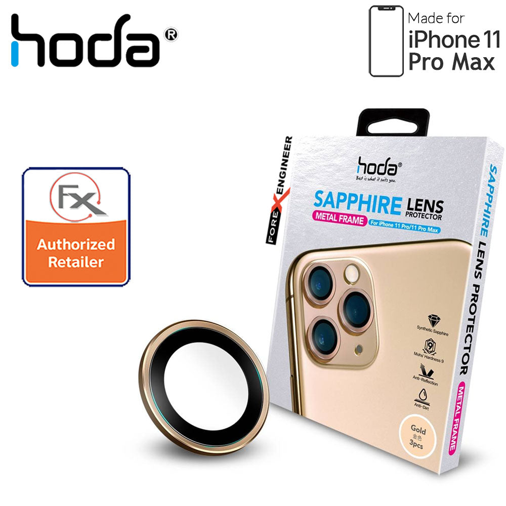 Hoda Sapphire Lens Protector for iPhone 11 Pro Max - 3 pcs - Gold Color