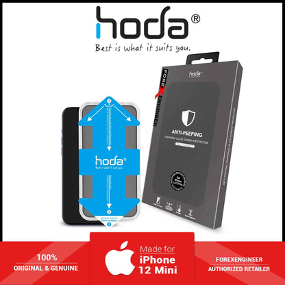 Hoda Tempered Glass for iPhone 12 Mini 5.4" - With Installer 2.5D 0.33mm Full Coverage Tempered Glass -Anti-Peeper (Barcode : 4713381519219 )