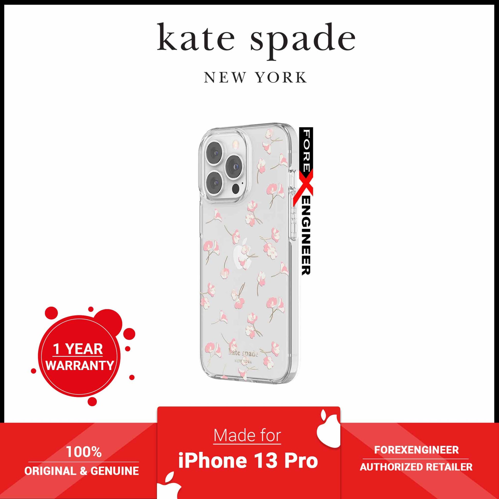 Kate Spade New York Protective Hardshell Case for iPhone 13 Pro 5G Falling Poppies (Barcode: 191058145499 ) - Forexengineer-malaysia