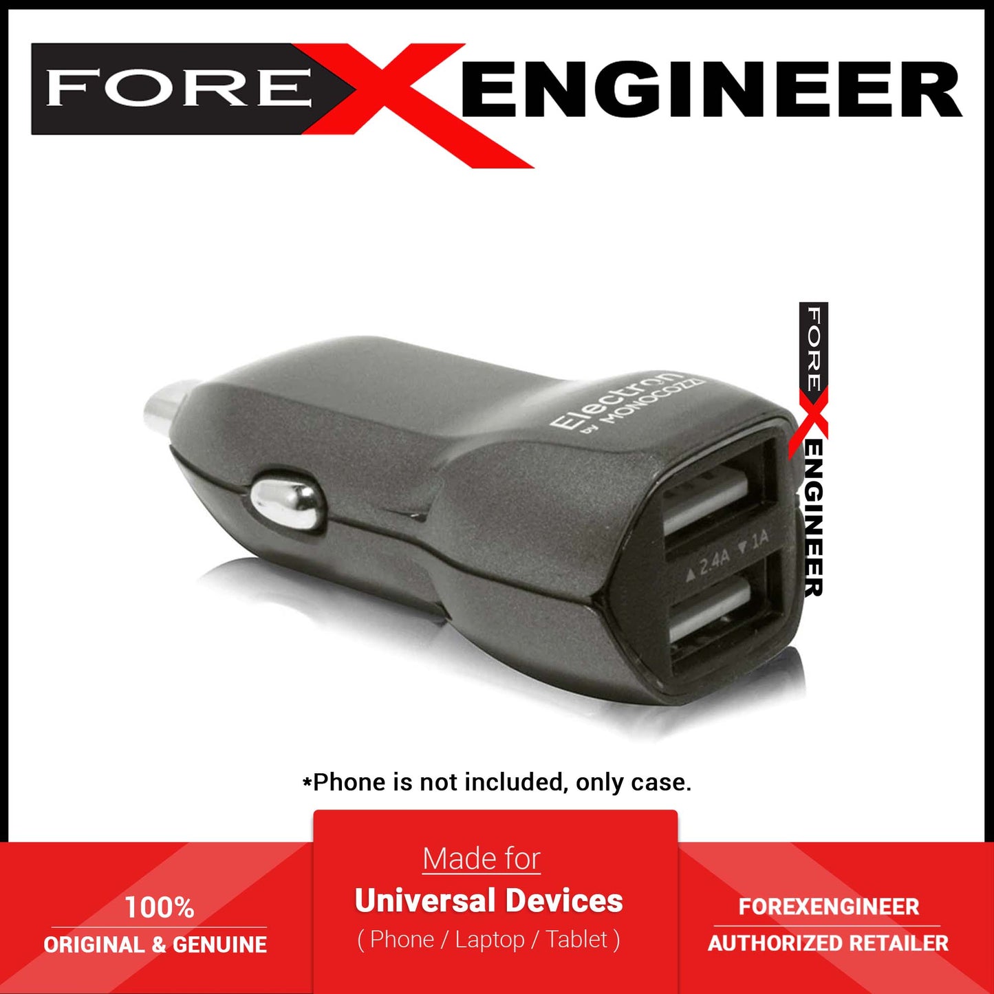 Monocozzi Automotive ORE 3.4A Dual USB Car Charger - Charcoal (Barcode: 4897021599950 )