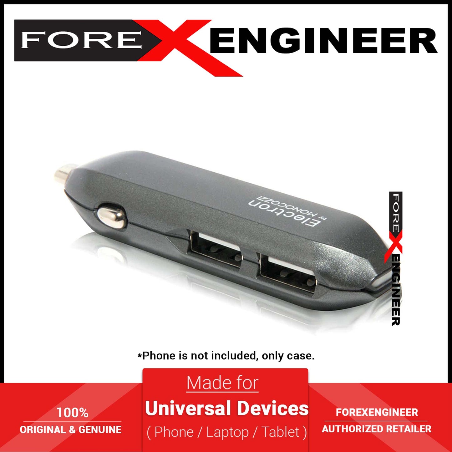 Monocozzi Automotive ORE 4.8A Dual USB Car Charger - Charcoal (Barcode: 4897021599967 )