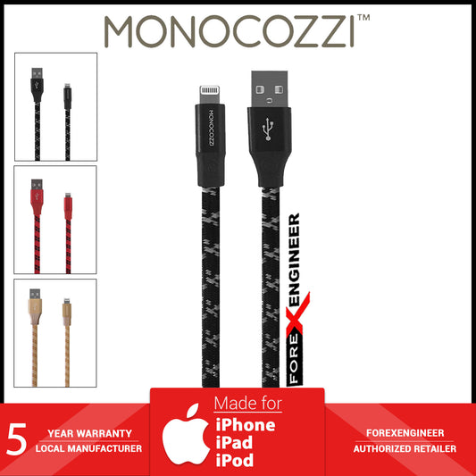 Monocozzi Motif Braided Lightning Cable Flat ( 100cm ) - Black (Barcode: 4895199102040 )