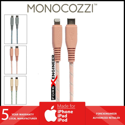 Monocozzi Motif Braided USB-C to Lightning Cable ( 25cm ) - Coral (Barcode: 4895199105362 )