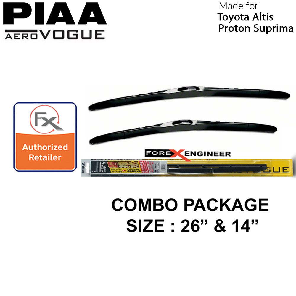 PIAA Aero Vogue Silicon Wiper ( Combo 14” & 26” ) for Proton Suprima - Toyota Altis ( Barcode : 4960311017967+4960311018063 )