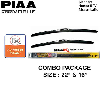 PIAA Aero Vogue Silicon Wiper ( Combo 16‚Äù & 22‚Äù ) for Honda BRV - Nissan Latio ( Barcode : 4960311017981+4960311018049 )
