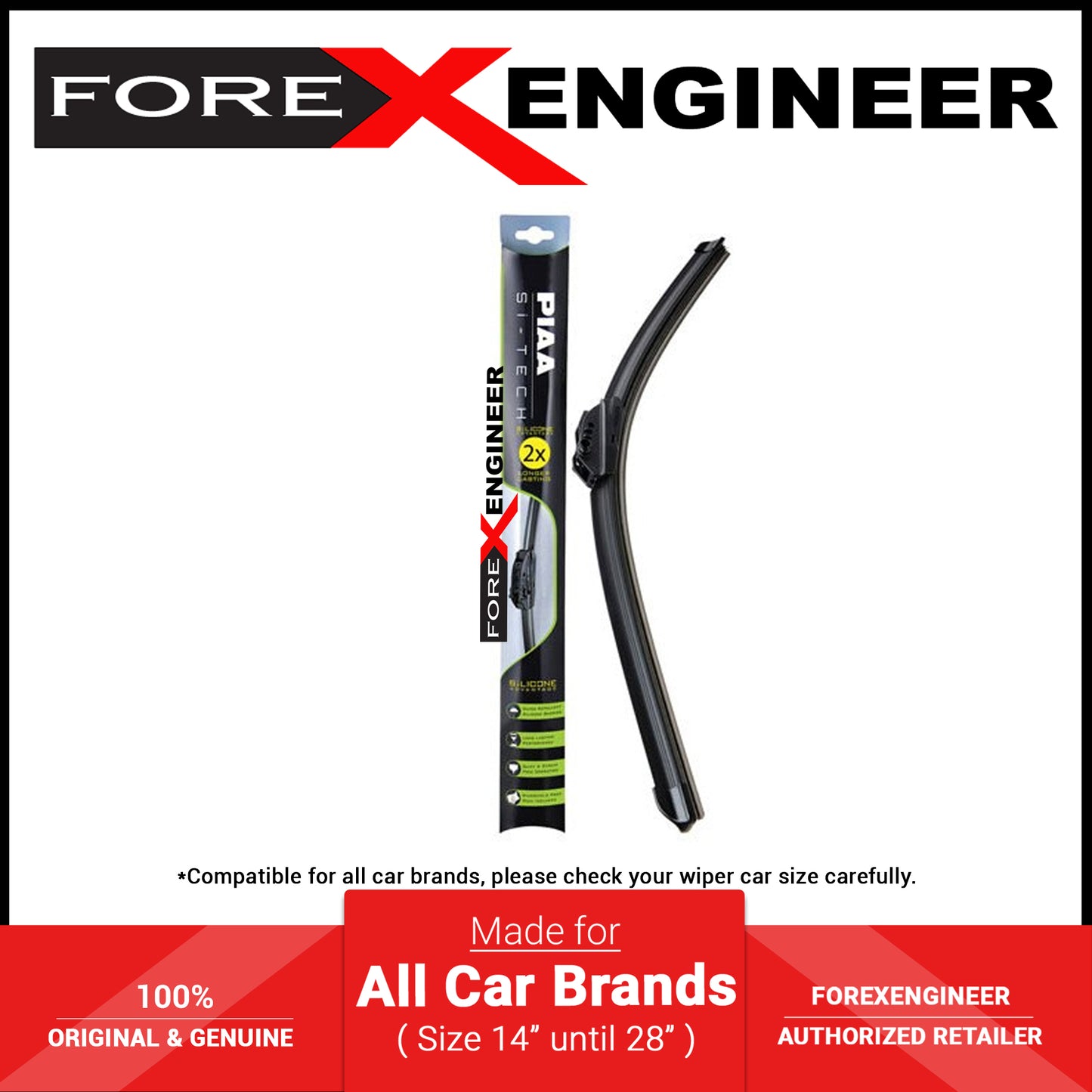 PIAA SI TECH Flat Silicone Car Wiper ( 28" ) (Barcode: 4960311044598 )