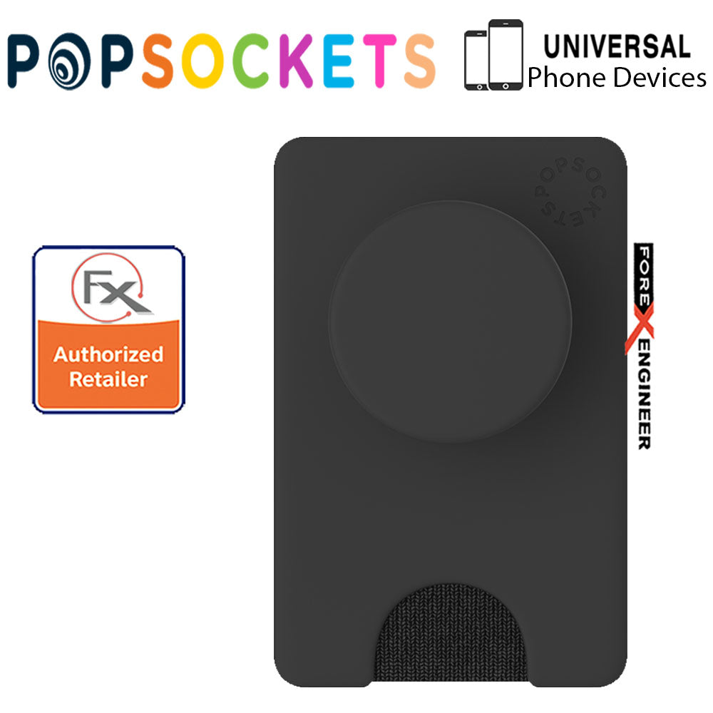 PopSockets PopWallet+ - PopWallet Plus - hold up to 3 credit cards or 6 business cards - Black Color ( Barcode : 842978158075 )