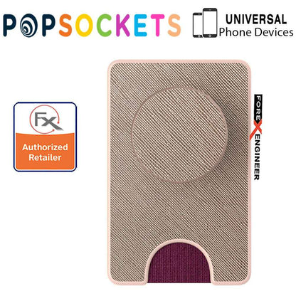 PopSockets PopWallet+ - PopWallet Plus PREMIUM - hold up to 3 credit cards or 6 business cards -  Saffiano Rose Gold Color ( Barcode : 842978158105 )