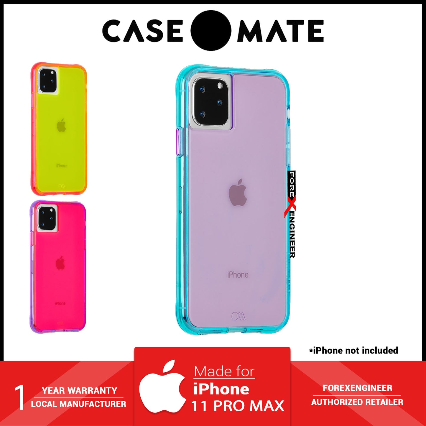 Case Mate Tough Neon for iPhone 11 Pro Max - Purple - Turquoise ( Barcode : 846127185998 )