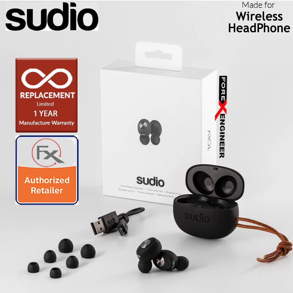Sudio TOLV True Wireless Earbuds - Instant pairing - Black Color ( Barcode : 7350071389508 )
