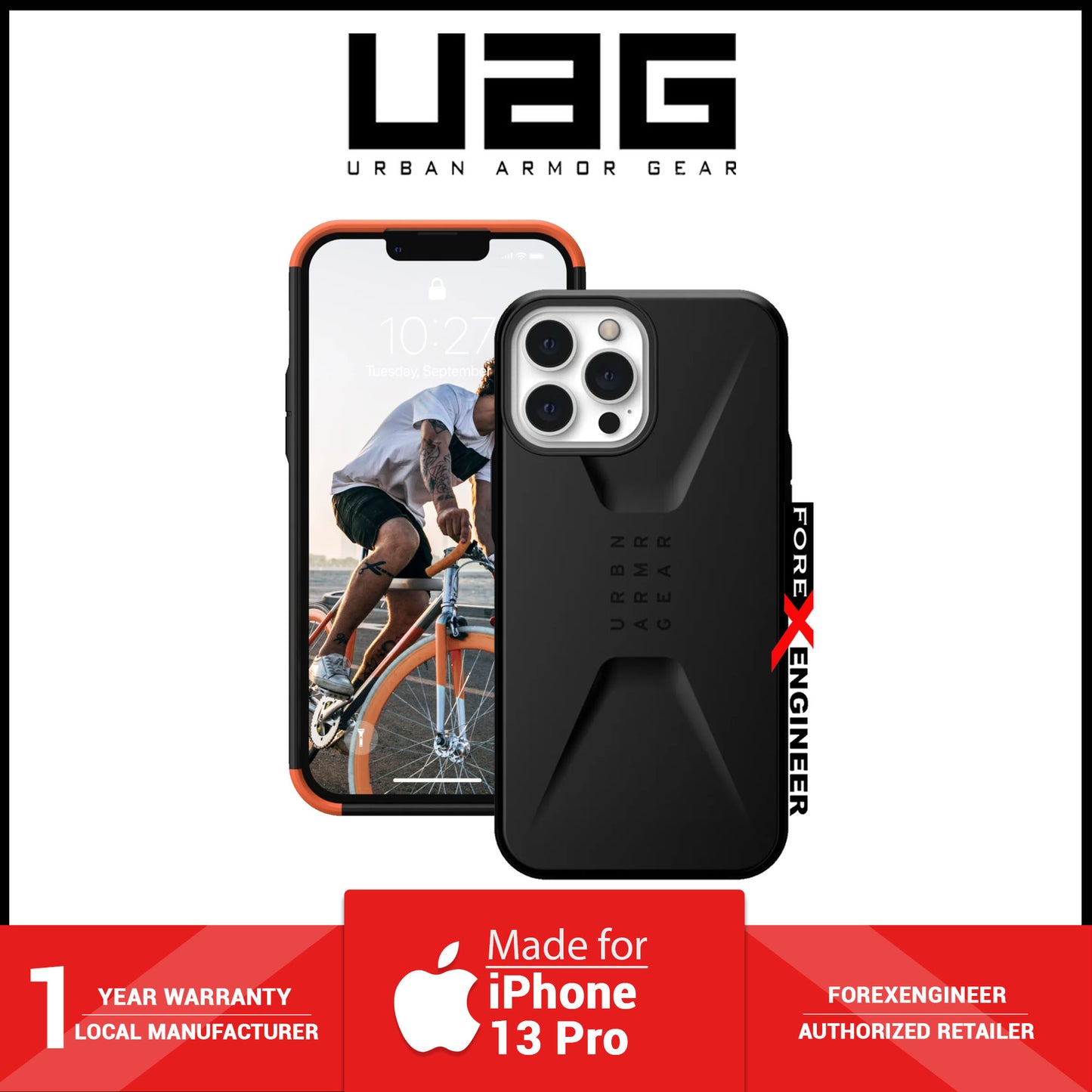 UAG Civilian for iPhone 13 Pro 5G 6.1" - Black