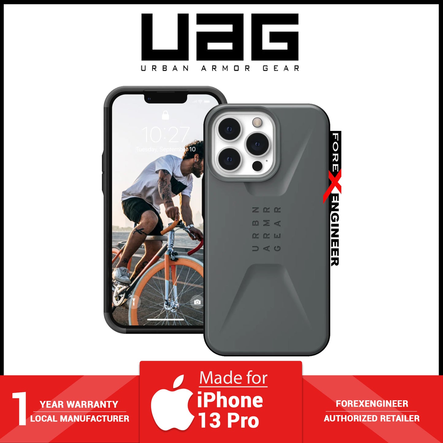 UAG Civilian for iPhone 13 Pro 5G 6.1" - Silver