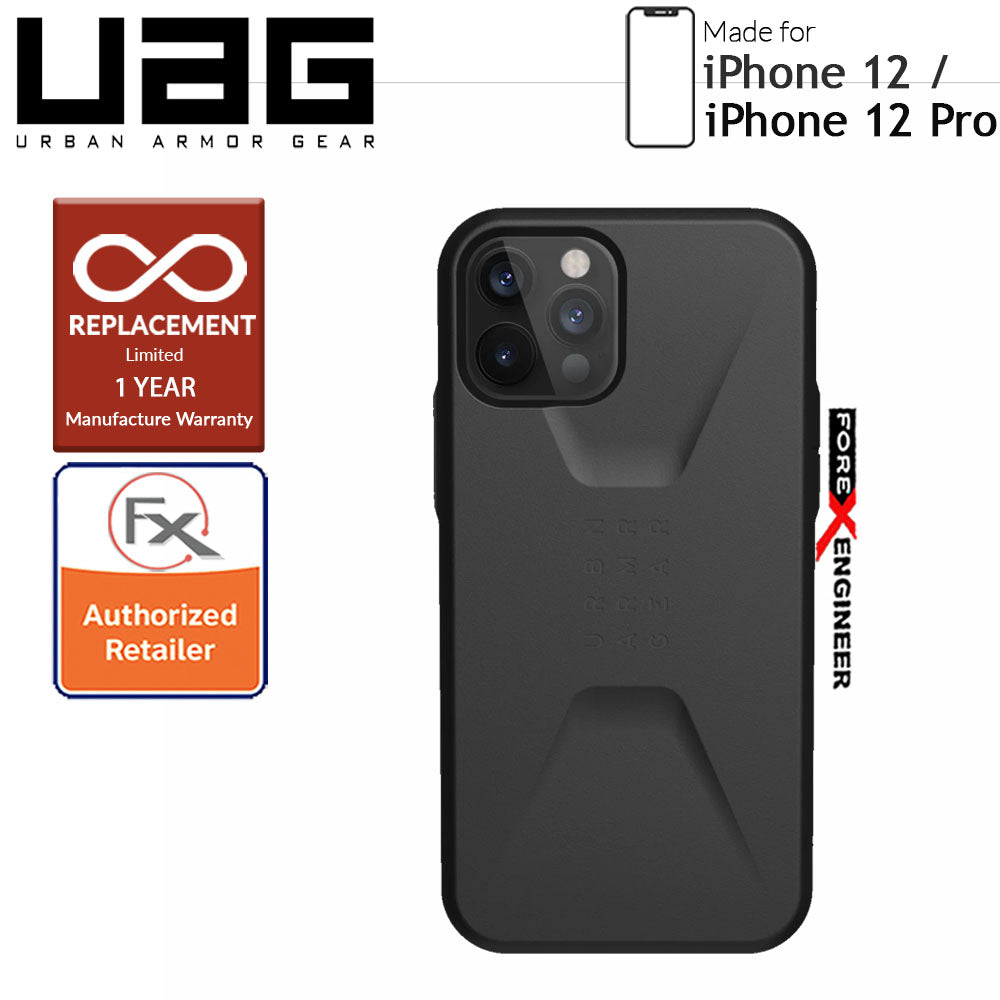 UAG Civilian for iPhone  12  - 12 Pro  5G 6.1" - Black ( Barcode : 812451036077 )