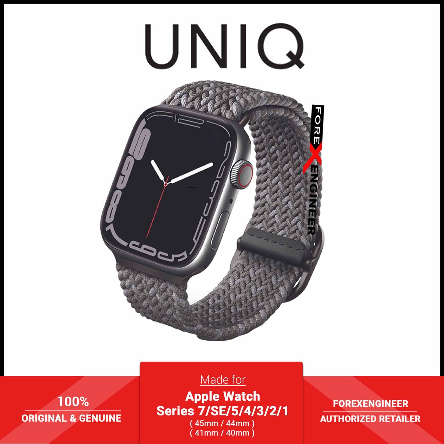 UNIQ Aspen Designer Edition Strap for Apple Watch Series 7 - SE - 6 - 5 - 4 - 3 - 2 - 1 ( 45mm - 44mm - 42mm ) - Grey (Barcode: 8886463679494 )