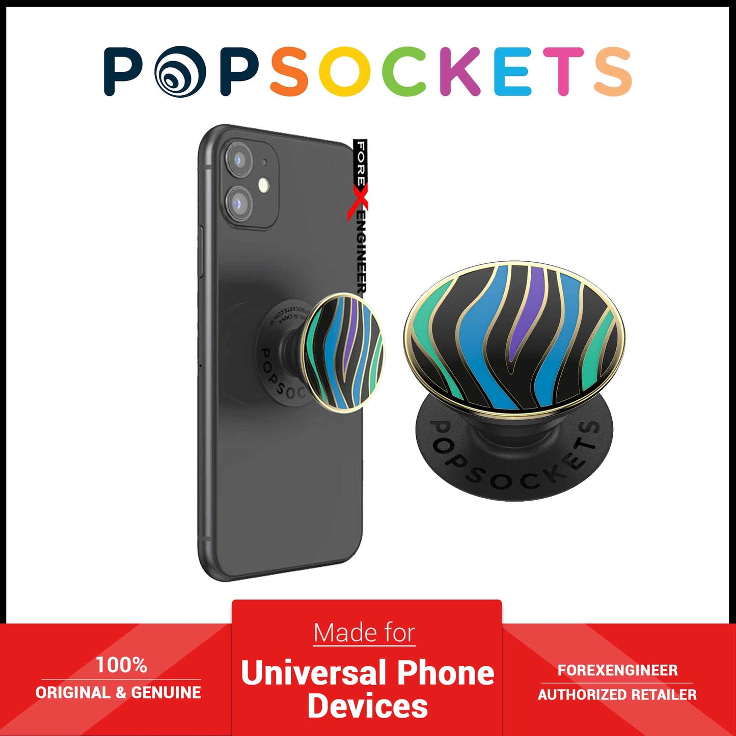 PopSockets Swappable PopGrip Enamel Wild Stripe Black ( Barcode : 840173710296 )