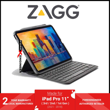 ZAGG Pro Keys Wireless Keyboard & Detachable Case for iPad Pro 11" (1st-4th Gen, M1/M2) & iPad Air 10.9" (4th-5th Gen, M1) - Black/Gray