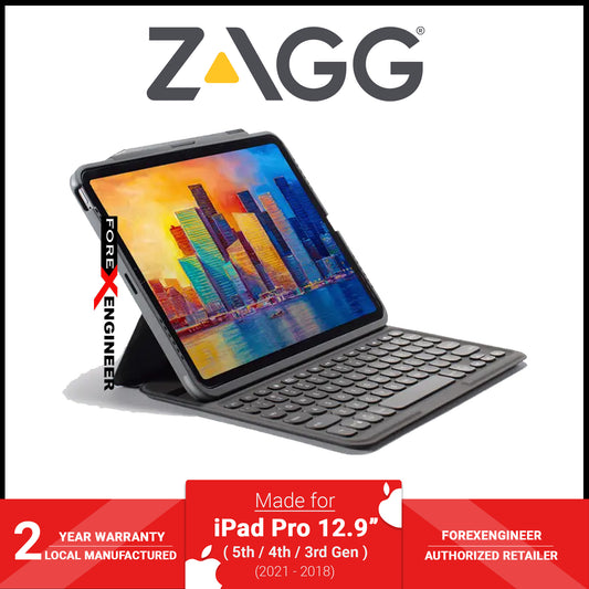 ZAGG Pro Keys for iPad Pro 12.9 (5th - 4th - 3rd Gen ) ( 2021 - 2018 ) M1 Chip - Black - Gray (Barcode: 840056143562 )