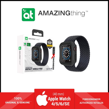 AmazingThing Impact Shield Pro for Apple Watch for Series SE - 6 - 5 - 4 ( 40mm) - Anti Bacterial proctective case with screen protector - Matte Black (Barcode: 4892878064118 ) - Forexengineer-malaysia