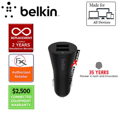 Belkin BOOST↑UP™ 2 Port Car Charger 4.8A - 24W - Black - Forexengineer-malaysia