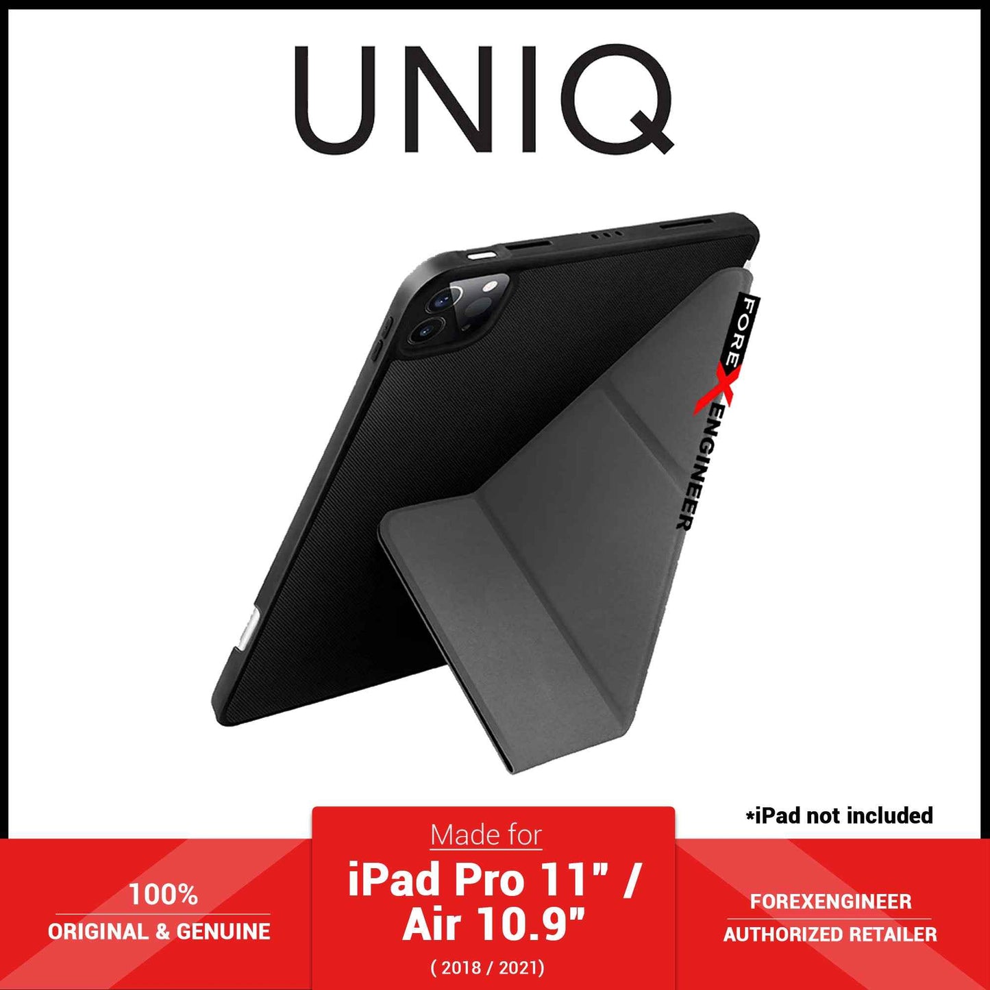 UNIQ Transforma for iPad Pro 11" ( 3rd - 2nd - 1st Gen ) ( 2022 - 2018 ) - iPad Air 10.9" ( 5th Gen ) M1 Chip - Black (Barcode: 8886463676691 )