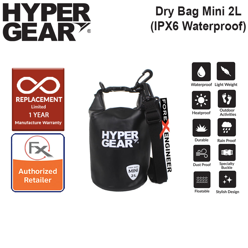 HyperGear Dry Bag Mini 2L - IPX6 Waterproof Specification - Black