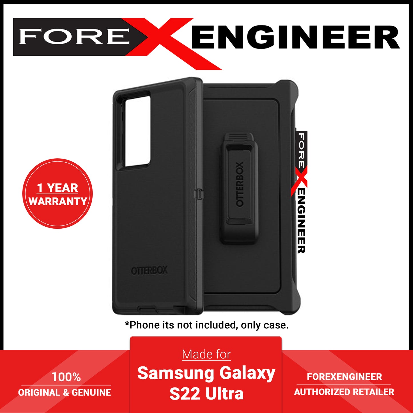 Otterbox Defender Series Case for Samsung Galaxy S22 Ultra - Black (Barcode: 840104295229 )