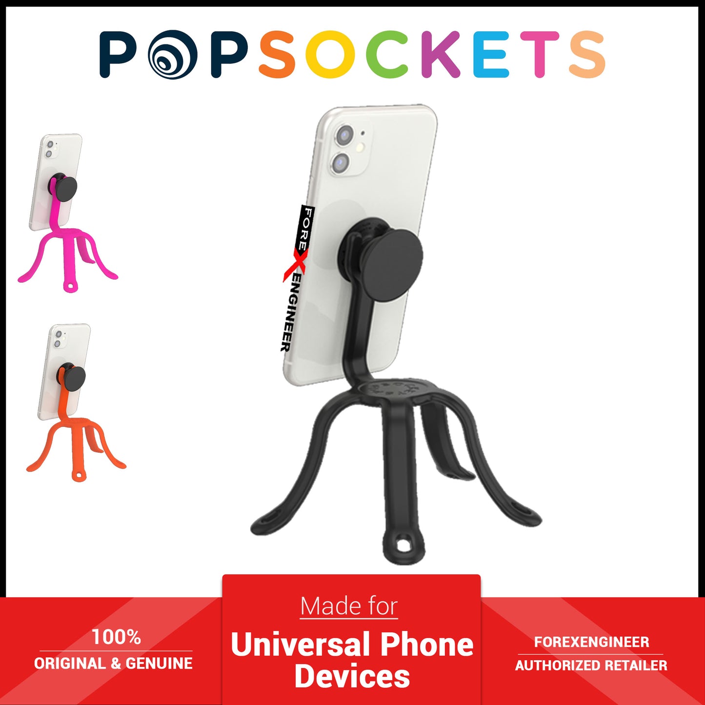 PopSockets PopMount 2 Flex - Flexible Mount Tripod - Black