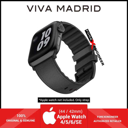 [RACKV2_CLEARANCE] VIVA MADRID Venturx Leather Strap for Apple Watch Series 7 - SE - 6 - 5 - 4 - 3 - 2 - 1 ( 45mm - 42mm - 44mm ) - Black (Barcode: 8886461237528 )