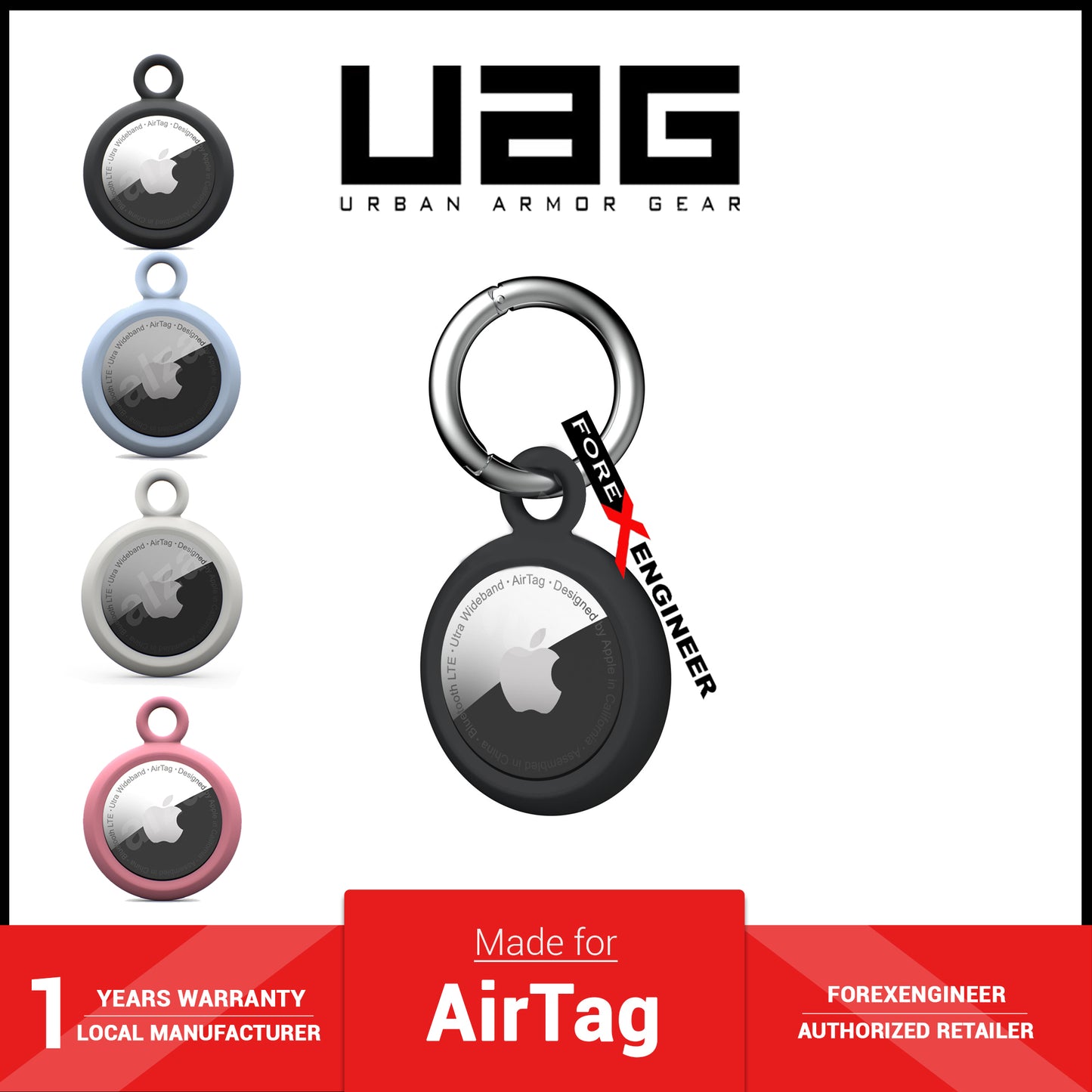 [RACKV2_CLEARANCE] UAG [U] Dot Keychain for AirTag Case - Black (Barcode: 810070366278 )