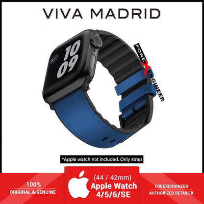 VIVA MADRID Venturx Leather Strap for Apple Watch Series 7 - SE - 6 - 5 - 4 - 3 - 2 - 1 ( 45mm - 42mm - 44mm ) - Blue (Barcode: 8886461237535 )