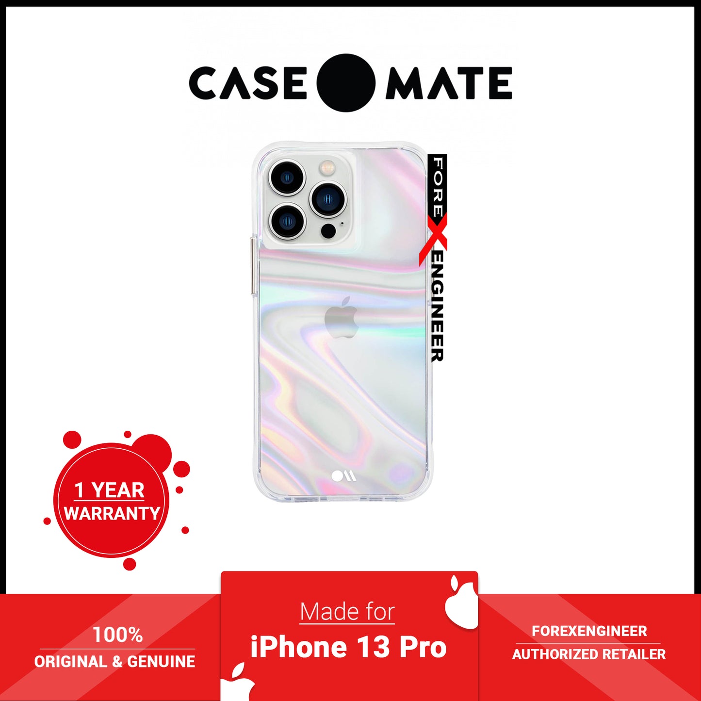 Case-Mate Soap Bubble for iPhone 13 Pro  6.1" 5G with Antimicrobial  - Iridescent (Barcode: 840171706437 )