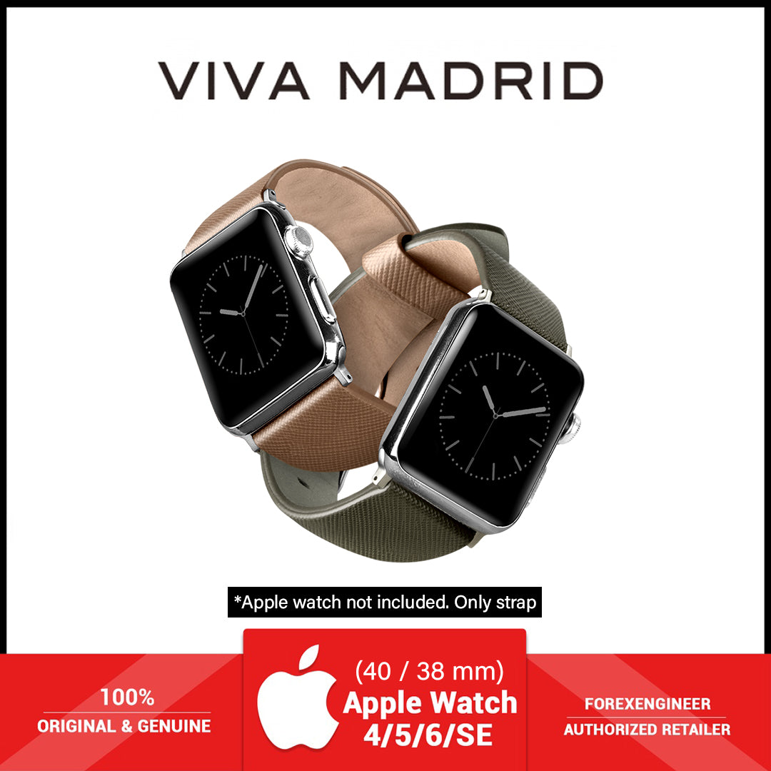 VIVA MADRID Montre Duo Leather Strap for Apple Watch Series 7 - SE - 6 - 5 - 4 - 3 - 2 - 1 ( 41mm - 40mm - 38mm ) - Green & Beige (Barcode: 8886461234572 )