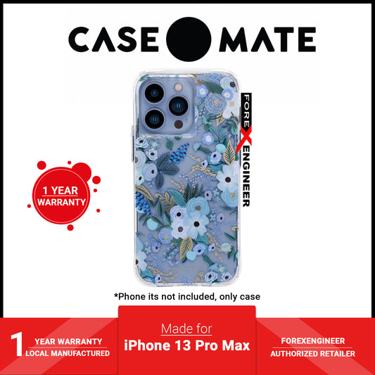 Case-Mate Rifle Paper Co. for iPhone 13 Pro Max 6.7" 5G with Antimicrobial - Garden Party Blue (Barcode: 840171706024 )