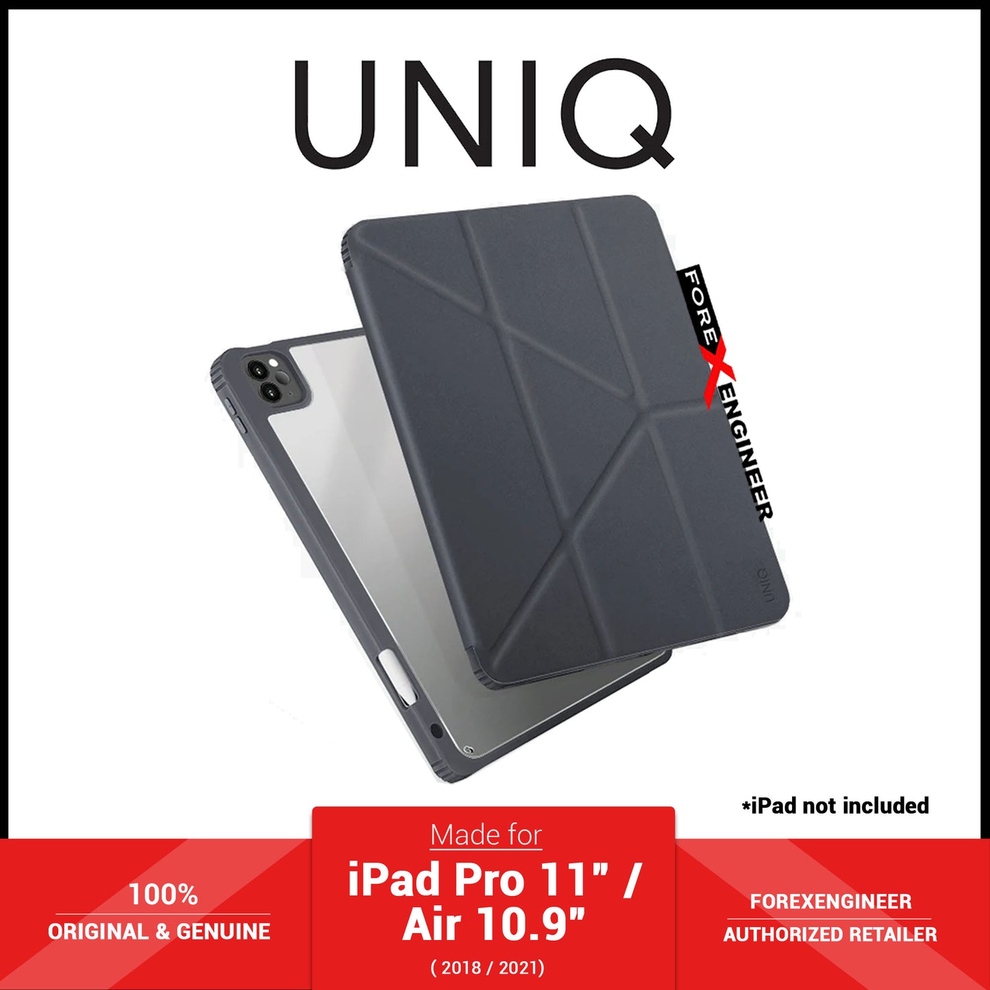 UNIQ Moven for iPad Pro 11" ( 3rd - 2nd - 1st Gen ) ( 2022 - 2018 ) - iPad Air 10.9" ( 5th Gen ) M1 Chip - Grey (Barcode: 8886463676431 )