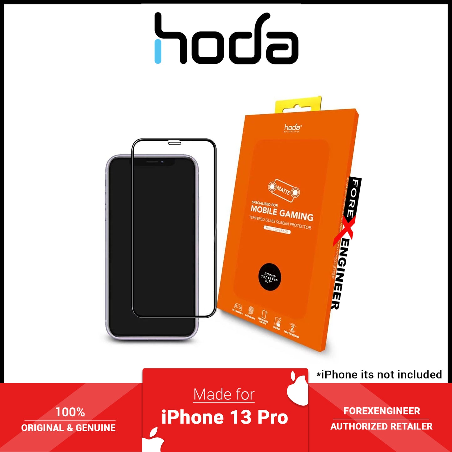 Hoda Tempered Glass for iPhone 13 - 13 Pro 6.1" 5G ( 2.5D 0.33mm Full Coverage ) - Matte (Barcode: 4711103541746 )