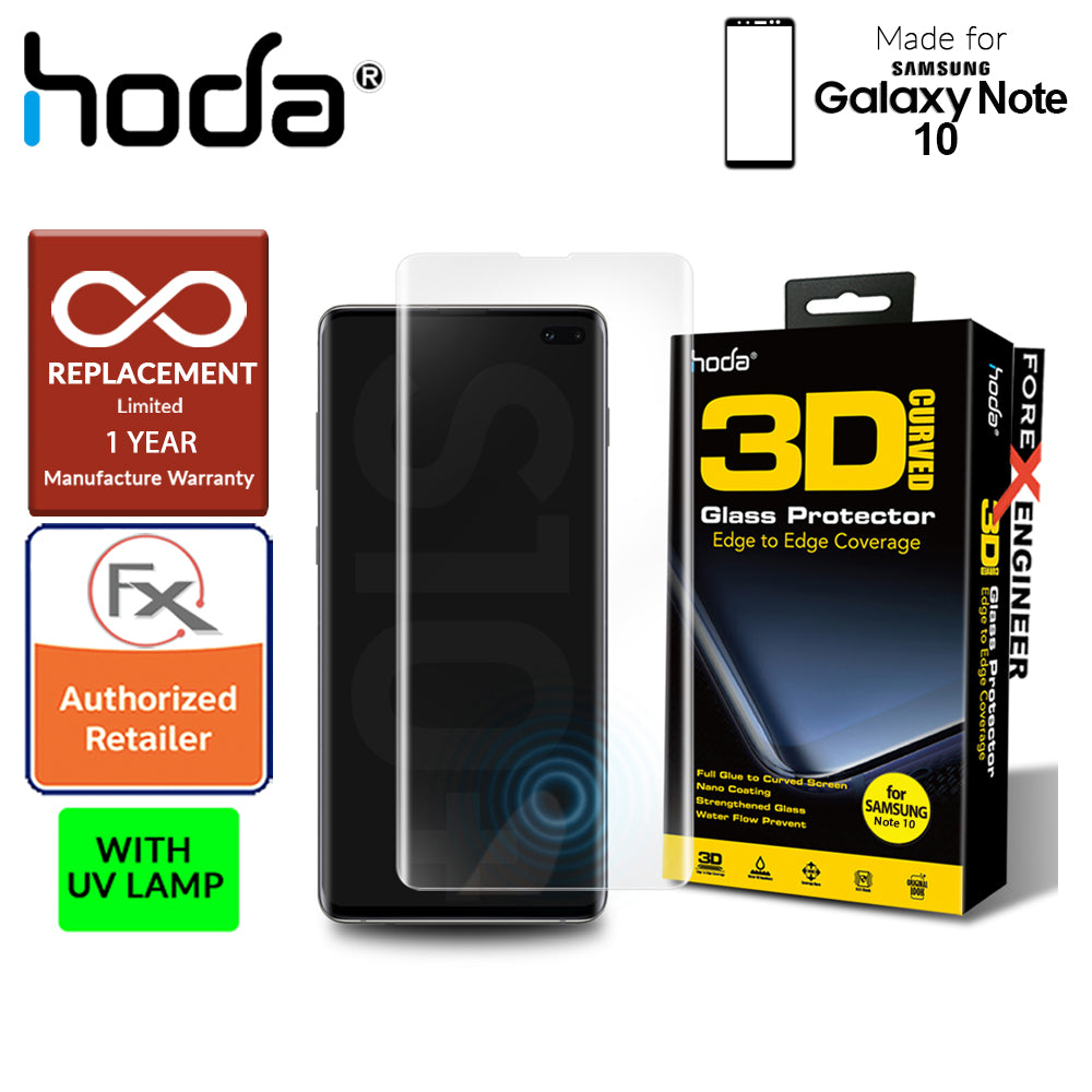 Hoda Screen Protector for Samsung Galaxy Note 10 - 3D Full UV Glue Tempered Glass ( Light INCLUDED)