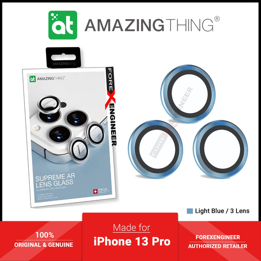 AMAZINGthing SUPREME AR 3D LensGlass Protector for iPhone 13 Pro 6.1" 5G ( Three Lens ) - Light Blue (Barcode: 4892878069526 )