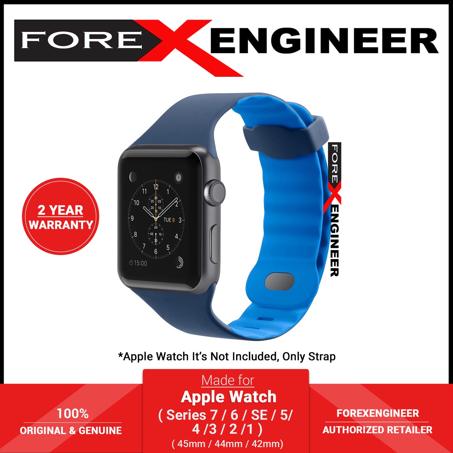 Belkin Sport Band for Apple Watch Series 7 - SE - 6 - 5 - 4 - 3 - 2 - 1 ( 45mm - 44mm - 42mm ) ( Marina Blue ) ( Barcode : 745883723713 )