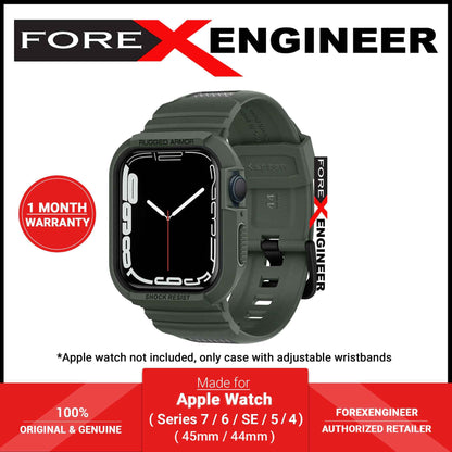 Spigen Rugged Armor PRO for Apple Watch Series 9 to Series 4 ( 45mm - 44mm ) with Wristband  - Military Green