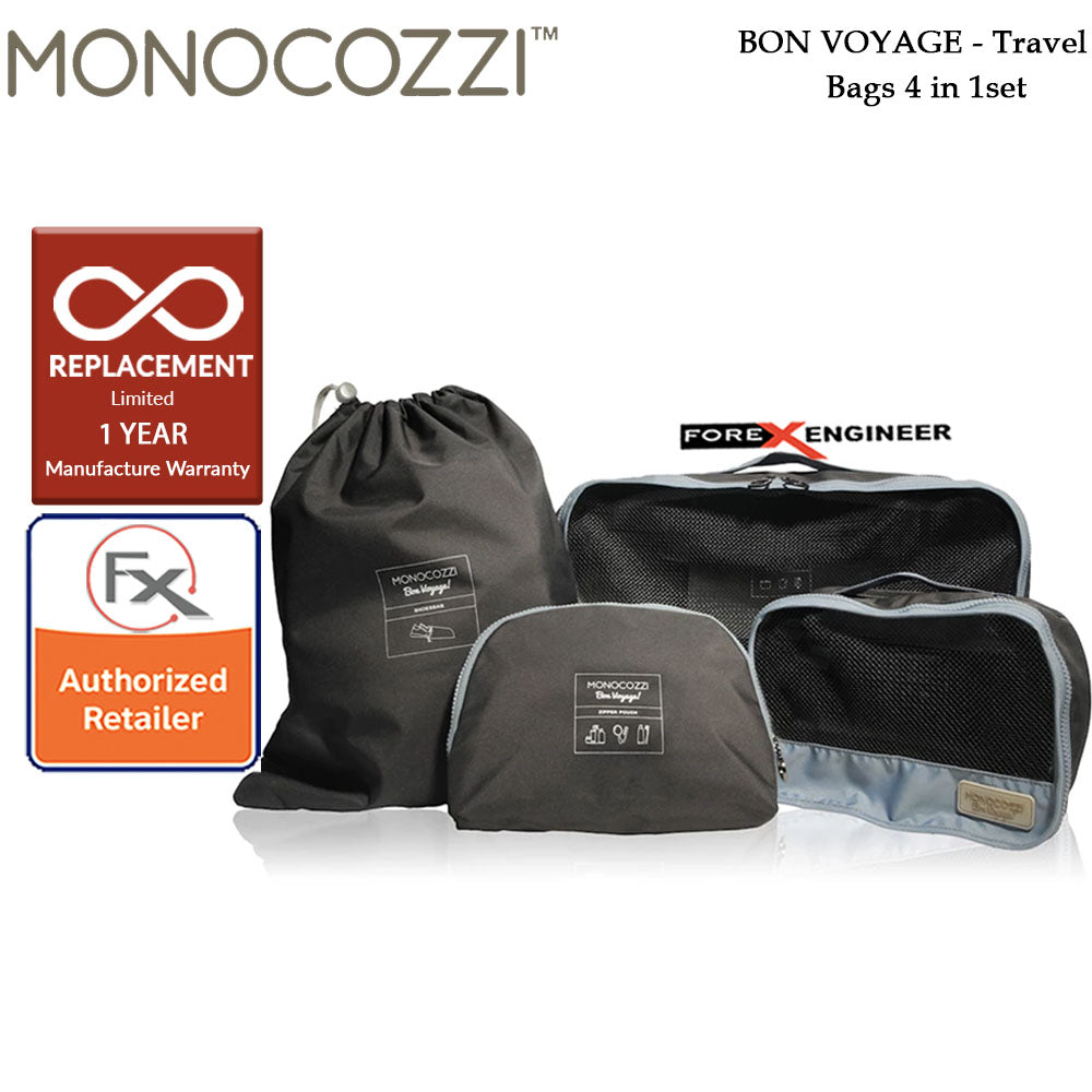 Monocozzi Bon Voyage Travel Bags 4 in 1 Set - Black color