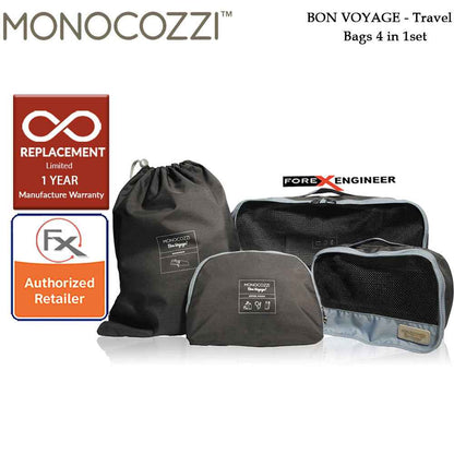 Monocozzi Bon Voyage Travel Bags 4 in 1 Set - Black color