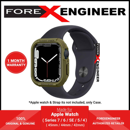 Spigen Rugged Armor for Apple Watch Series 7 - SE - 6 - 5 - 4 ( 45mm - 44mm ) Protection Case - Olive Green (Barcode: 8809640254215 )