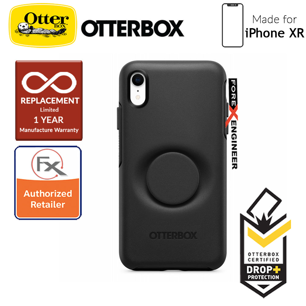 OTTER + POP Symmetry for iPhone XR - Slim Protective Case with PopSockets - Black