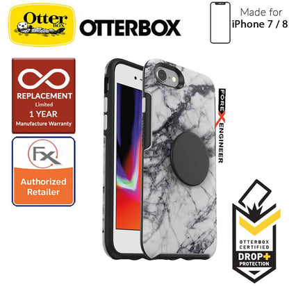 OTTER + POP Symmetry for iPhone 7 - 8 - Slim Protective Case with Pop Sockets -  White Marble - Forexengineer-malaysia