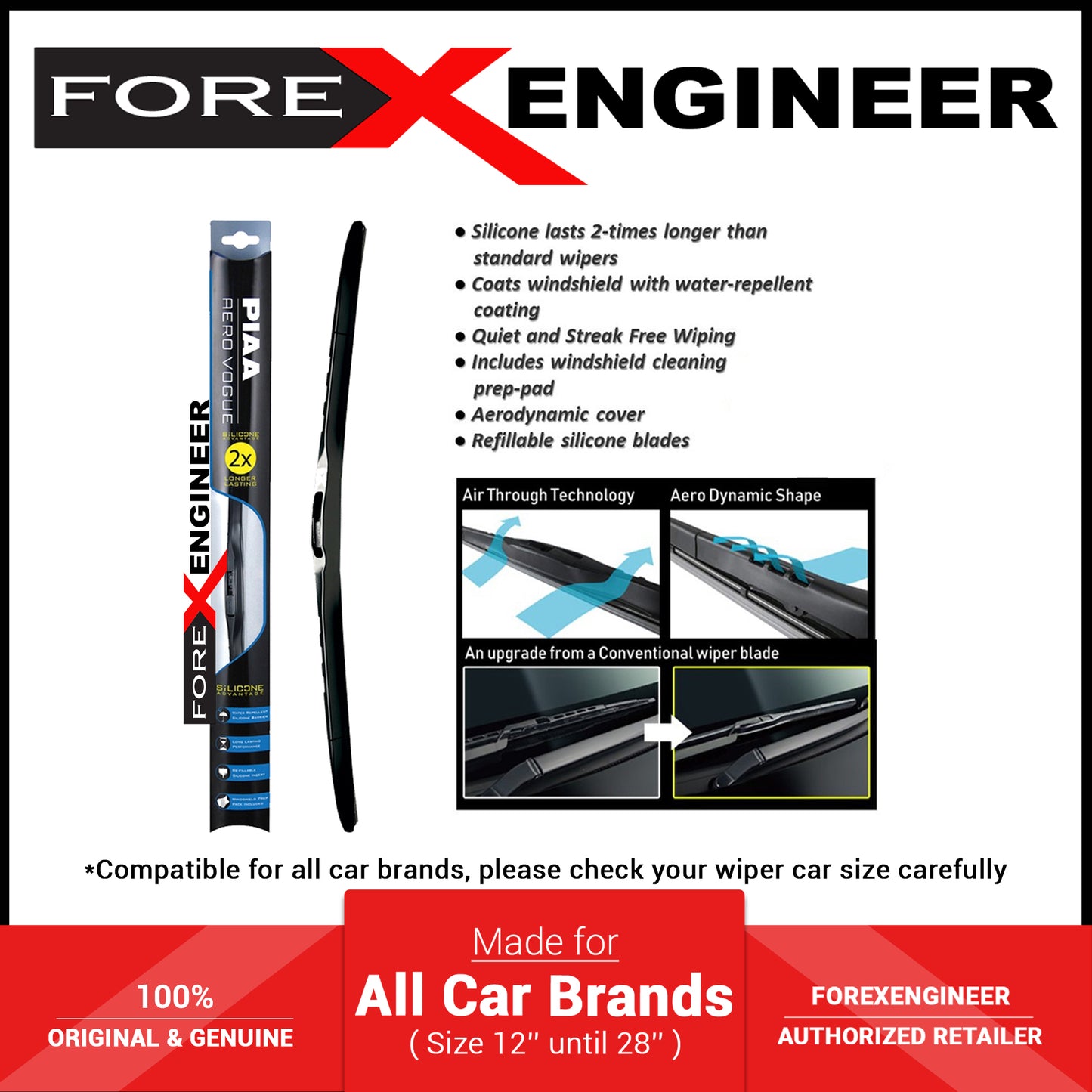 PIAA AERO VOGUE Car Wiper ( 28" ) - Black (Barcode: 4960311018070 )