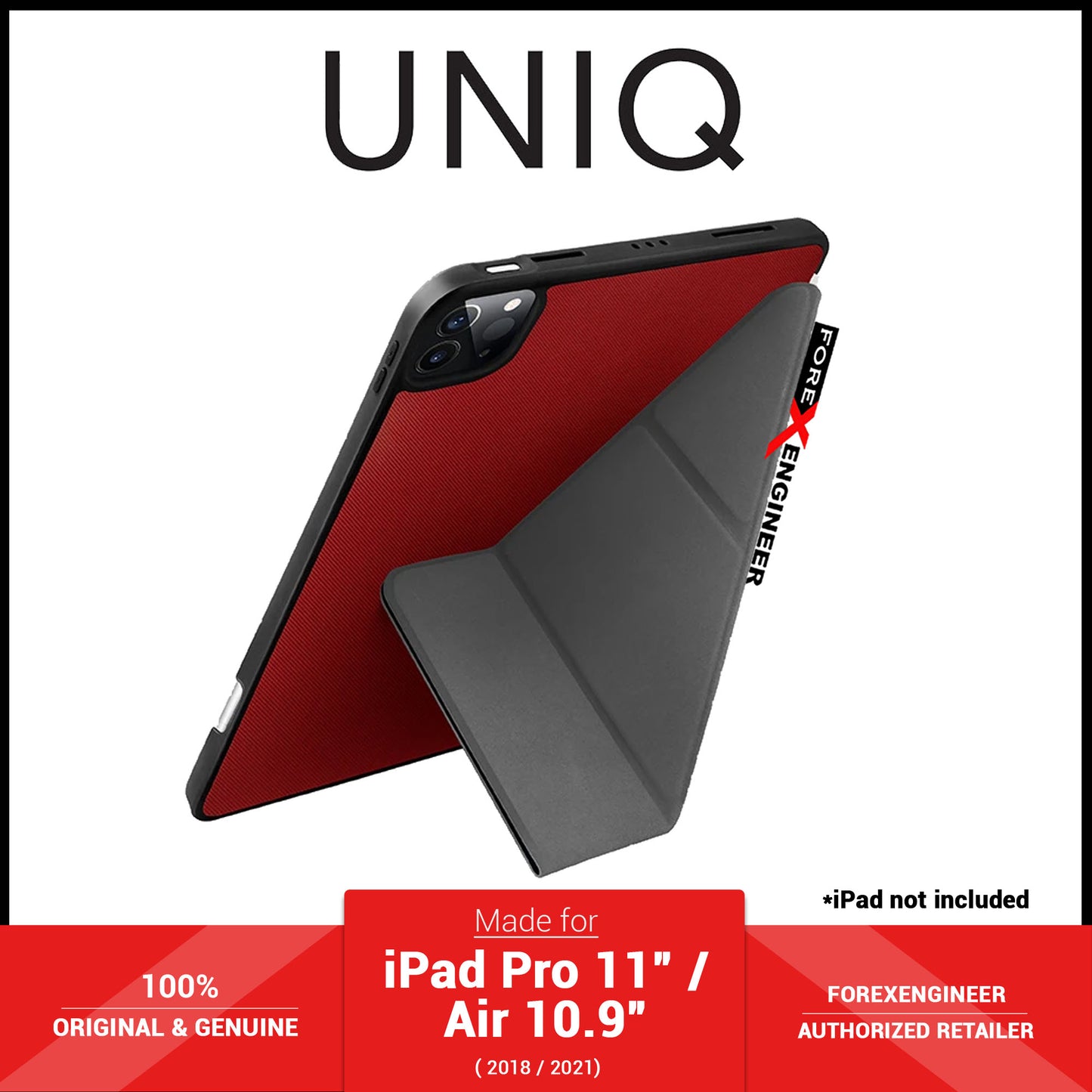 UNIQ Transforma for iPad Pro 11" ( 3rd - 2nd - 1st Gen ) ( 2022 - 2018 ) - iPad Air 10.9" ( 5th Gen ) M1 Chip - Red (Barcode: 8886463676707 )