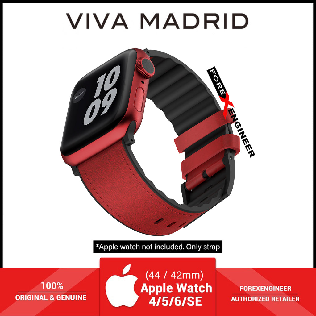 VIVA MADRID Venturx Leather Strap for Apple Watch Series 7 - SE - 6 - 5 - 4 - 3 - 2 - 1 ( 45mm - 42mm - 44mm ) - Red (Barcode: 8886461237566 )