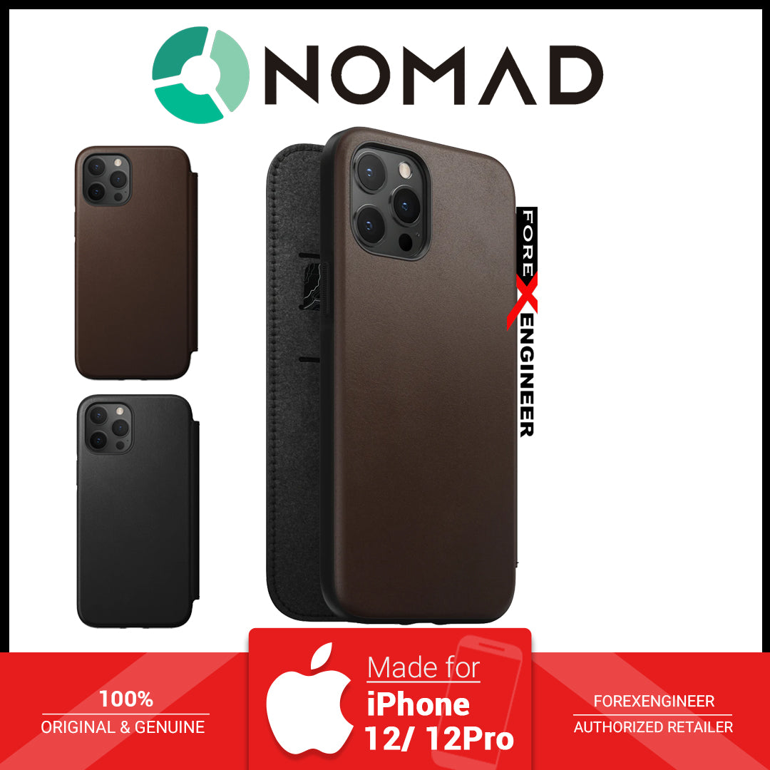 [ONLINE EXCLUSIVE] Nomad Rugged Folio Case for iPhone 12 - 12 Pro 5G 6.1" - Magsafe and 5G Compatible - Rustic Brown ( Barcode : 856500019635 )