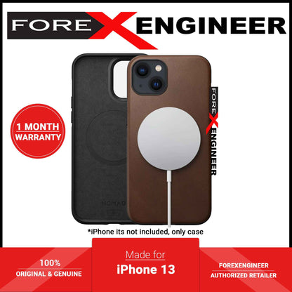 [ONLINE EXCLUSIVE] Nomad Modern Leather Rugged Case for iPhone 13 6.1" 5G - MagSafe Compatible - Rustic Brown (Barcode: 856500010564 )