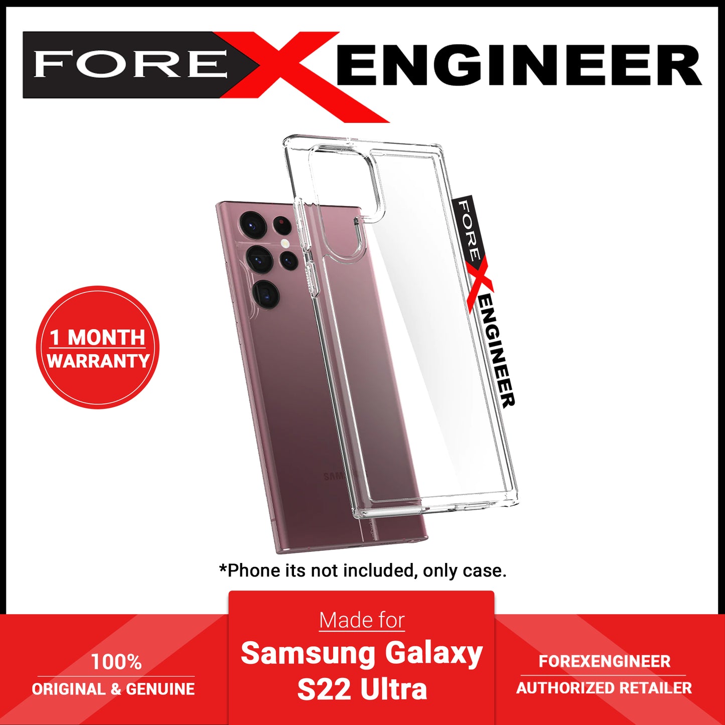 Spigen Ultra Hybrid Case for Samsung Galaxy S22 Ultra - Crystal Clear (Barcode: 8809811855531 )